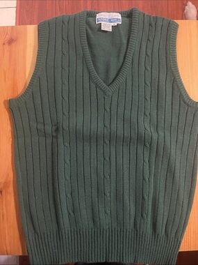 Forest Green Cable Knit V-Neck Sweater Vest